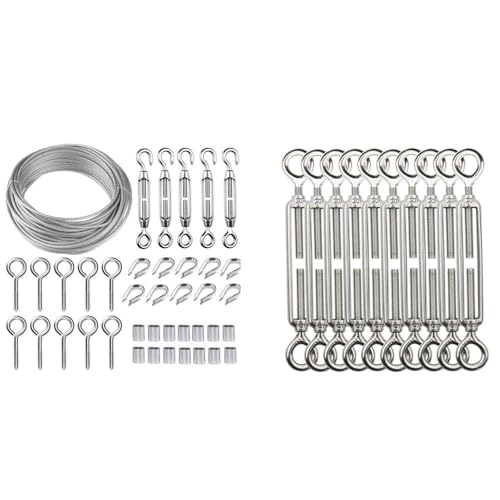 Kit Tensores para Cable con Tensor de Alambre M5 Ojo y Ojo, Cable de Acero 1/16 de 100 pies miniatura 1