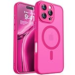 CANSHN Magnetic Case for iPhone 16 Pro Max with Full Camera Protection [Compatible with Magsafe] [Translucent Matte] Protective Phone Case, Hot Pink