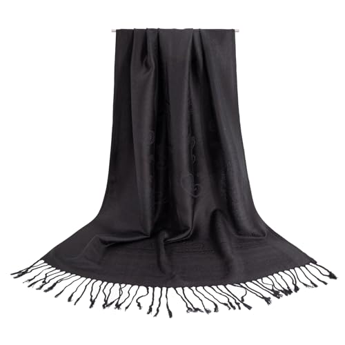 Ciormis Two Tone Silky Paisley Pashmina Shawl Scarf,Soft Women's Rave Jacquard Pashminas Wrap Scarves2