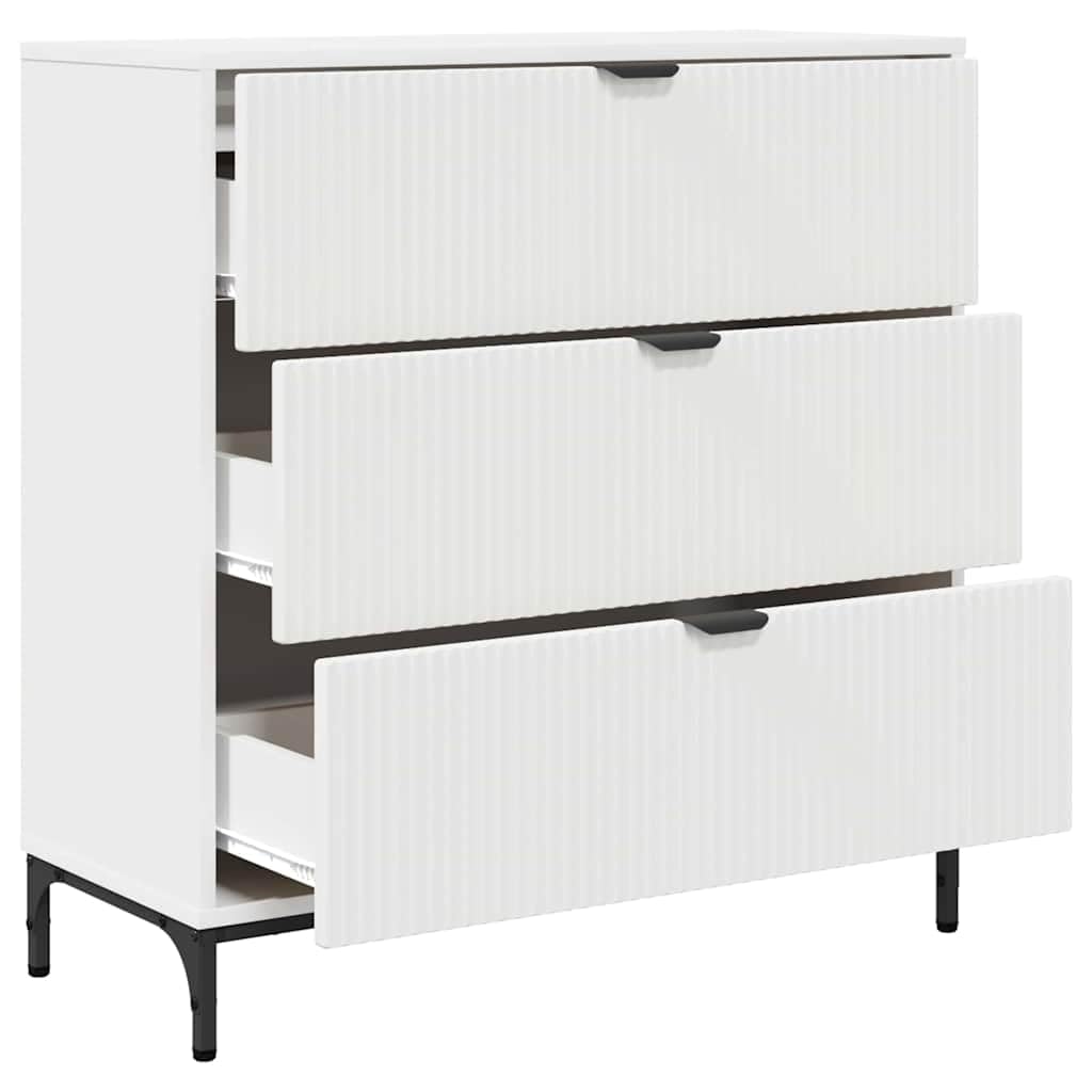 Credenza bianca 79,5 x 33 x 82 cm comò con 3 cassetti in legno