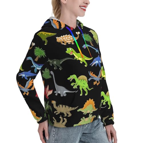 Sweat à capuche dinosaure pull graphique femme ajusté doux et chaud - 3