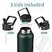 Konokyo 40oz Insulated Water Bottle Stainless Steel Sport Bottles with 3 Lids,Army Green