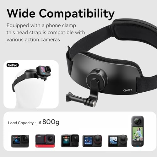 Image of ULANZI CM027 Camera Head Strap Mount Support Vertical Shots for GoPro Hero 13 12 11 10 9 8 7 6 5 4 Session 3+ 3 2 1 Max, DJI Osmo Action, Insta360, Action Cameras Head Mounted