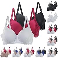 Générique Lot de 3 Soutiens-Gorge Femme à Armatures Grandes Tailles Push-Up en Dentelle avec Bretelles Réglables – Lingerie Légère Confortable Respirante pour Tous Les Jours 80–120 C D E