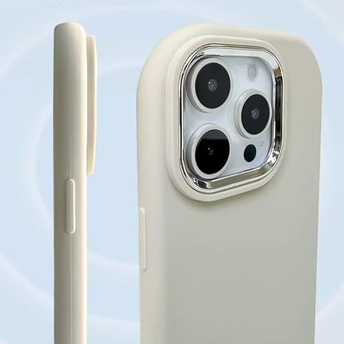Image of KC Back Cover for Redmi Note 14 Pro 5G / 14 Pro Plus 5G - Electroplated Crome Metal Ring | Shockproof Soft Silicone | Full Camera Protection | Bumper Case (White)