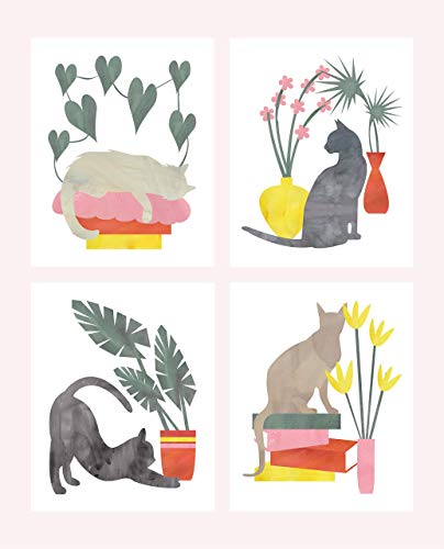 Cat And Plants Art Prints