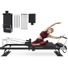 91.3" Pilates Reformer Foldable, TYRSEN Adjustable Pilates Machine, Springs and Cords Dual Resistance Customizable, Longer Smooth Rail, Jump Board, Full-Body Workout Equipment Home Use, Up to 400 lbs