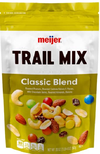 Classic Blend Roasted Peanuts, Roasted Cashew Halves & Pieces, Milk Chocolate Gems, Roasted Almonds, Raisins Trail Mix (1 Bag, 20 oz.)