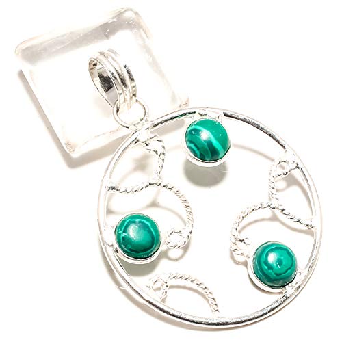 Pendentif en malachite fait main en argent 925, le cadeau d'anniversaire mémorable
