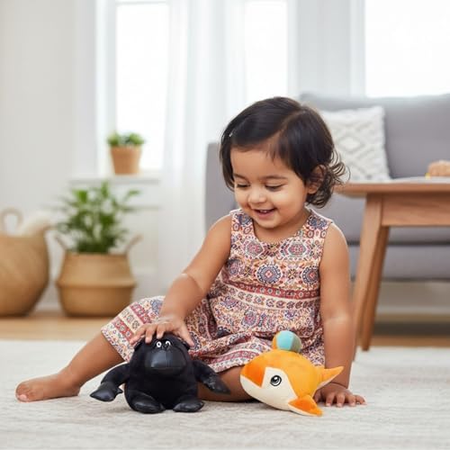 Image of TOYTALES Soft Toy Combo Puffy Cat & Ziggy Gorila Plush Stuffed Toys for Kids (Pack of 2)