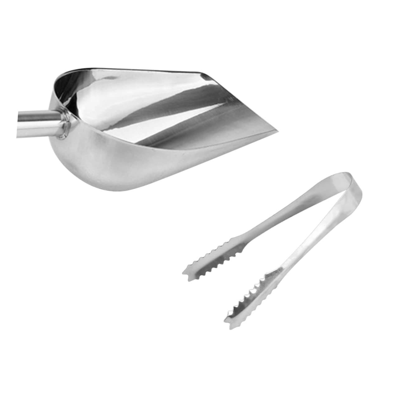 Ciieeo 2Pcs Stainless Steel Ice Tongs and Food Scoops Kitchen Utility Tools for Ice Candy Bbq and Party Rustproof Easy to Clean