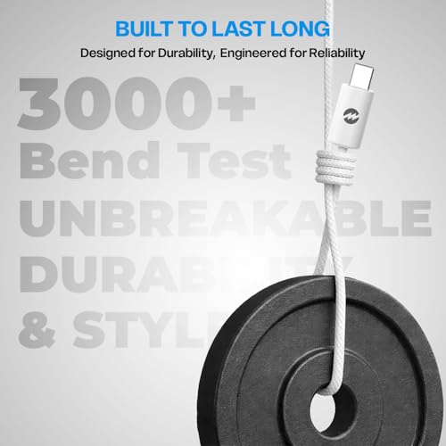 Image of Amkette Mozen Certified 65W Type C to Type C Braided Cable | C to C Cable Fast Charging | 480 Mbps Data Transfer | Compatible with iPhone, Samsung, Nothing, Motorola, Xiaomi, Realme & USB-C Devices