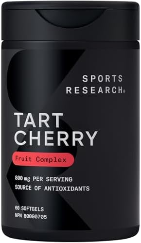 Sports Research Tart Cherry Concentrate - Made from Montmorency Tart Cherries - Non-GMO & Gluten Free (60 Liquid Softgels)