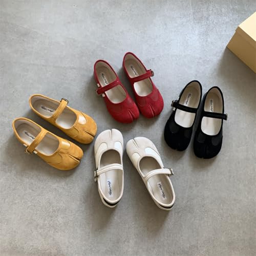 Women Suede Tabi Shoes Split Toe Mary Jane Lightweight Athletic Flats Vintage Sporty Style Comfortable Daily Walk4