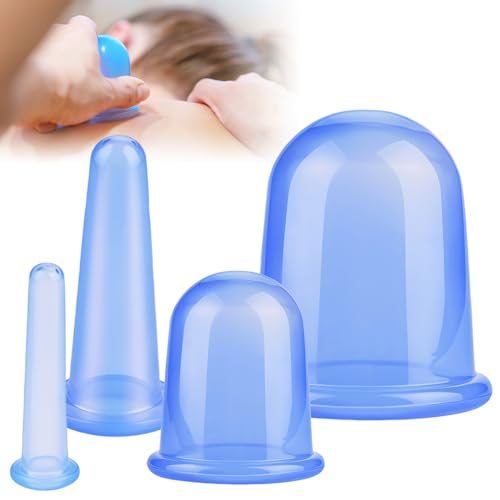 4 pièces Ventouses en silicone, Ventouses de massage, Ventouses pour le corps et le visage,Tasses de Massage Pour le corps, Auto Massage Corps Pour Épaules Dos Bras Jambes