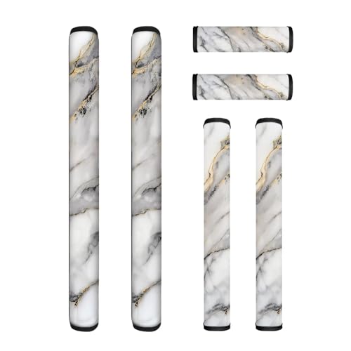 NETILGEN Refrigerator Door Handle Covers Set of 6, Antiskid for Fridge Oven Dishwasher Keep Your Kitchen Appliance Clean from Smudges, Food Stains for Home Decoration, White Grey Gold Marble