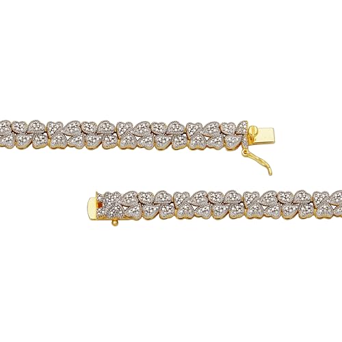 Amazon Essentials Yellow 18K Gold Plated Sterling Silver Genuine Diamond Hearts Bracelet for Women, 7.25" (0.1 cttw, I-J Color, I2-I3 Clarity) - Hypoallergenic Nickel-Free Women's Jewelry2
