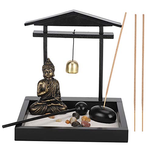 Jardín Zen con Figura de Buda, Soporte para Varillas de Incienso, Decoración Zen con 3 Varillas de Incienso