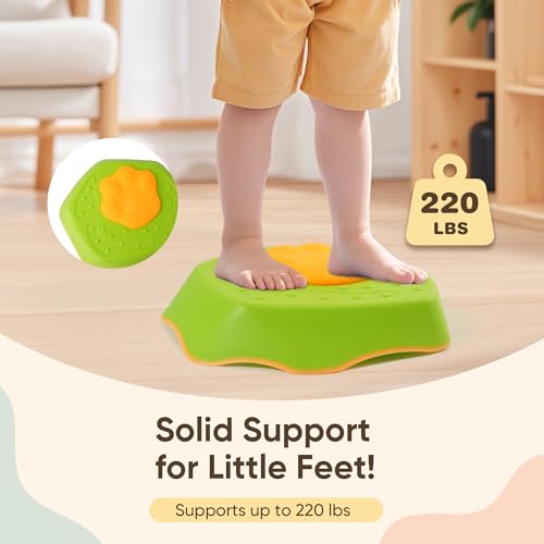 Image of G-WING Stepping Stones for Kids, 5-Piece Balance Stones with SOUND EFFECTS & Non-Slip Base, Indoor /Outdoor Motor Skills Toys for Toddlers Age 3+, Builds Coordination & Active Play - 220lb Weight Capacity