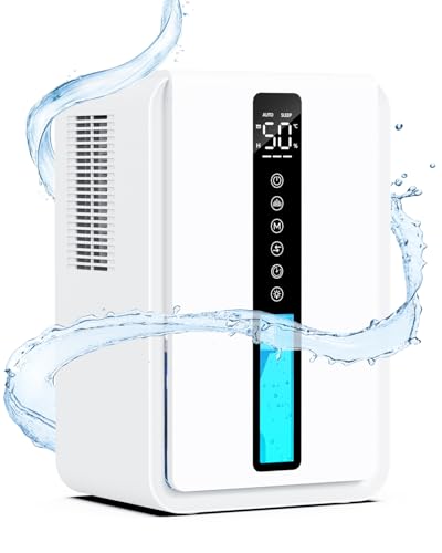 Deumidificatore Silenzioso con 2500ml, Deumidificatore Casa Muffa con Modalità Sospensione e Timer...