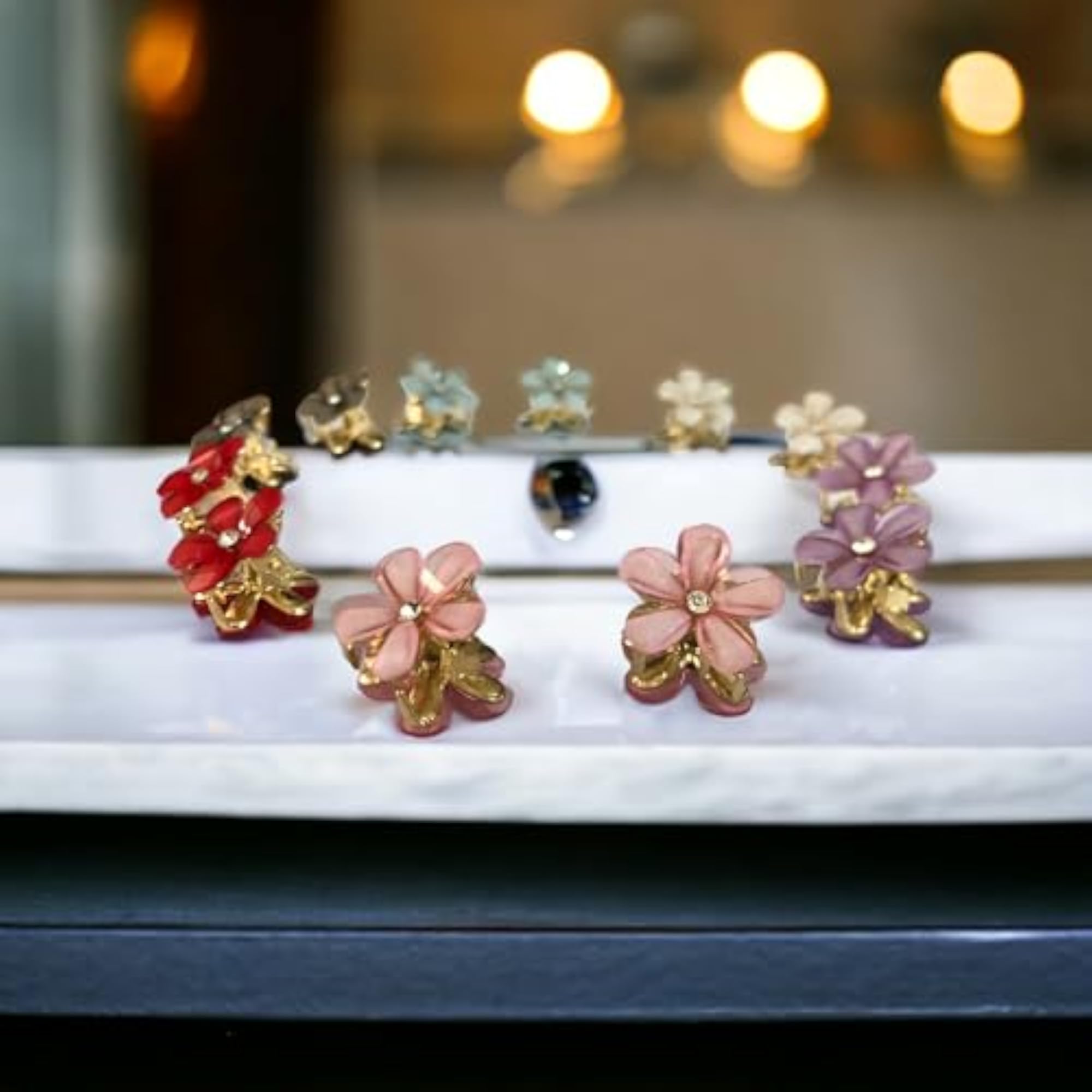 12 Pcs Tiny Flower Hair Claw Clips for Women, Multicolor