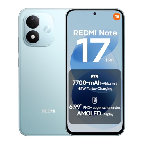 XIAOMI REDMI Note 17 5G, Smartphone 6+256 GB, Sky Teal, 7700 mAh Akku