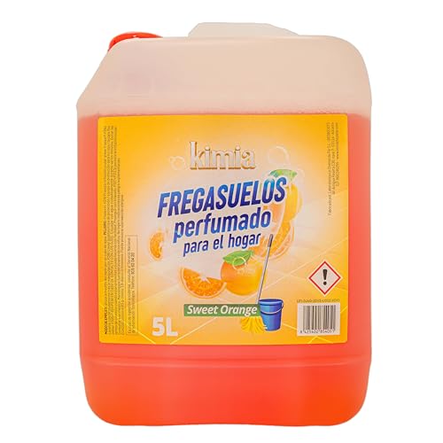 KIMIA - Fregasuelos Sweet Orange 5L | Fregasuelos Perfumado para Hogar | Limpiador de Suelo | Limpieza Profunda | Aroma Dulce y Cítrico | Fragancia Fresca y Duradera | Para Todo Tipo de Superficies