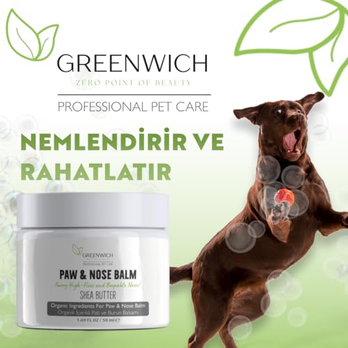 Greenwich Veganer Bio-Pfoten- und Nasenbalsam für Katzen und Hunde, Feuchtigkeits- und Rissreparaturcreme, natürlicher Schutz für trockene Pfoten und Nasen, Furry High-Fives, 50 ml