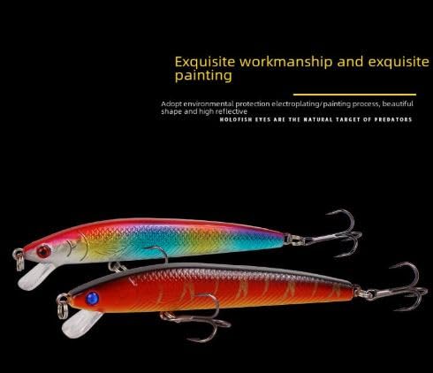 3D Eyes Hard Bait Minnow Lure with Treble Hook Swimbait Fishing Bait Lure for Bass Trout Fish Artificial Bait Fishing Tackle Lure for Freshwater/Saltwater Multicolor Pack of 5 Pcs 1