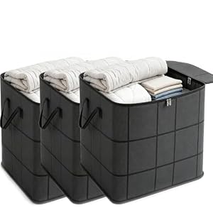 3 Pack XXL Foldable Storage Bags with Reinforced Handles, 180L Large Capacity, Fabric Moving Bags for Bedding, Sweaters, Closet Organizer