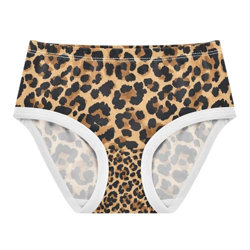 Girls Underwear, Leopard Spots Beige Toddler Panties, Cotton Girls Underwear, 2T–8 Years