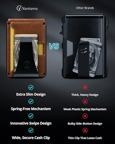 Image of Vantamo Premium Wallet for Men with Money Clip & Card Holder, Compact & Slim Wallet with RFID, 8-12 Cards, Perfect Gifts for Men