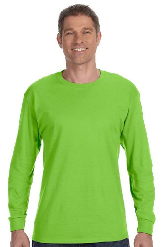 Hanes TAGLESS Long-Sleeve T-Shirt,Lime,Medium