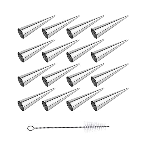 XLKJ 16pcs Moule Cornet Croissant, Moules Crème à Pâtisserie en Acier Inoxydable, pour Feuilletés, Gâteau, Crème Glacé