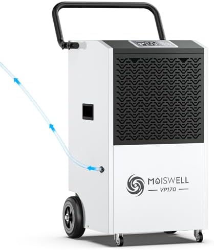 170 Pints Commercial Dehumidifier with Pump and Drain Hose for Ba...