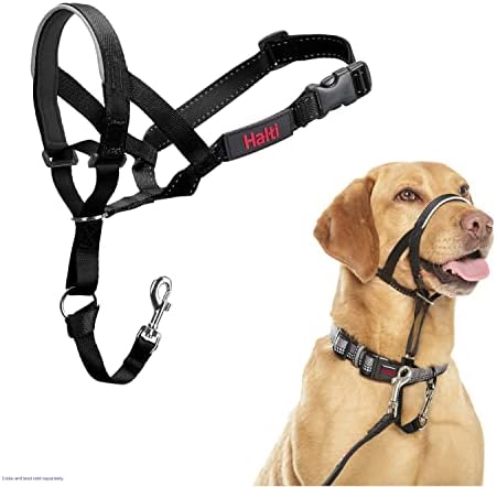 HALTI Headcollar Size 4 Black, UK Bestselling Dog Head Harness to Stop Pulling on the Lead, Easy to Use, Padded Nose Band, Adjustable & Reflective, Professional Anti-Pull Training Aid for Large Dogs