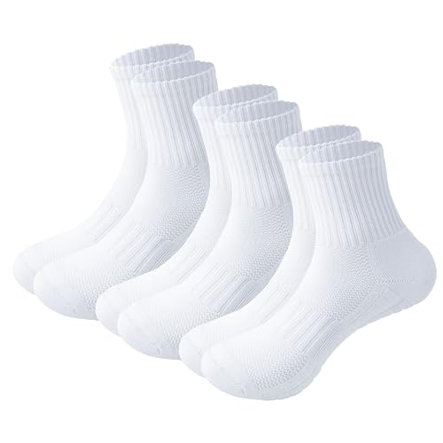 MAGIARTE Unisex Athletic Thick Cushioned Mini Crew Cotton Socks Running Hiking Multi Sports Socks for Men & Women 3/5 Pack