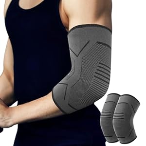 TOVIKI 2 Pack Elbow Support for Men & Women, Elbow Brace Compression Sleeves Support for Tendonitis, Arthritis – Tennis Strap, Golfers, Sleeves for Weightlifting (M)
