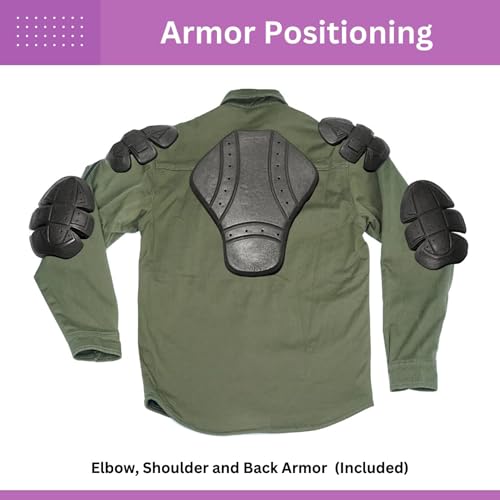 Neo Jeans Armored Motorcycle Shirt for Men Motorcycle Flannel/Twill Fabric Jacket Reinforced with Aramid Fiber, Armor Riding Shirt (Mustard Twill Fabric, Large)