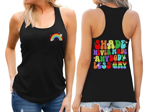 Image of Ithalt Pride Tank Top for Women LGBT Rainbow Flag Shirt Love Heart Graphic Tee Lesbian Gay Pride Sleeveless Vest