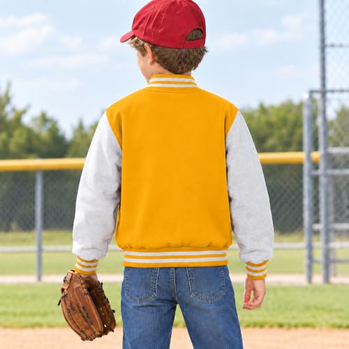 Image of Kids Baseball Jackets Boys Girls Fit Varsity Jacket Casual Lightweight Plain Button Cardigan School Coat