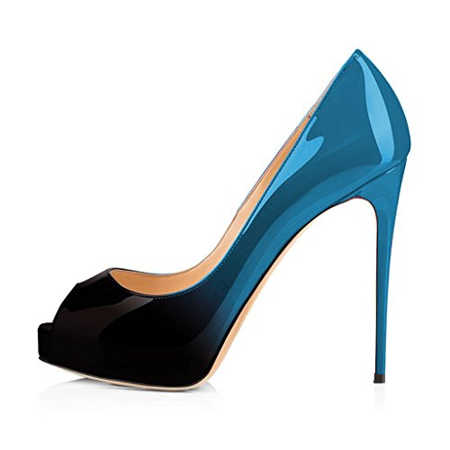 FSJ Women Graceful Peep Toe Pumps High Heels with Platform Slip On Party Prom Shoes Size 4-15 US2