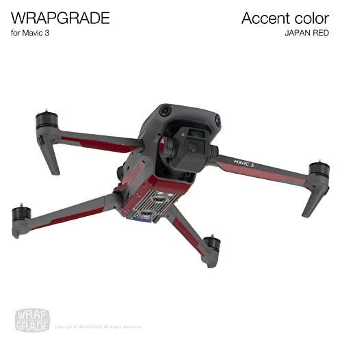 Image of WRAPGRADE Partial Skin Stickers for DJI Mavic 3 Pro Accent Color (Japan RED)