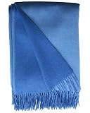 Alashan 95% Merino 5% Cashmere Double Face Classic Throw - Cashmere Throw Blanket - Super Soft, Carolina Blue & Bay Blue