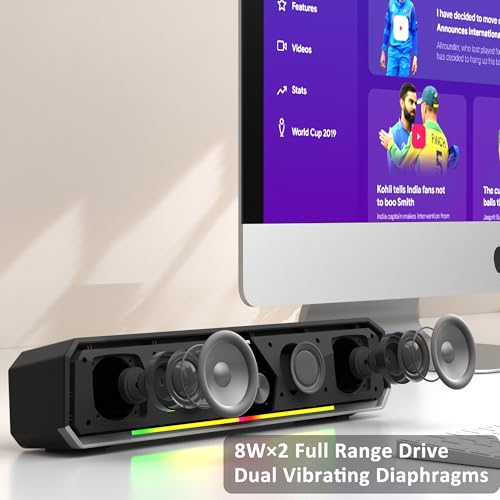 SENZER CS30 PC Lautsprecher,Lautsprecher für PC Computer Lautsprecher Schwarz Pc Soundbar USB Betrieb und Bluetooth Modus für Smartphone und Mobile Geräte,PC (Nicht 3,5mm Jack) – Bild 4