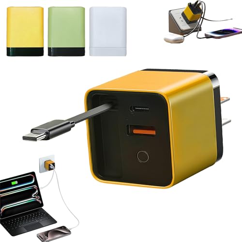 3 in 1 Charger Scalable 80w Max Fast Charger Module with Type-C Cable and 2 USB Ports All in One Charger Retractable Phone Wall Plug