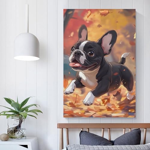 Cuadro bulldog francese en lienzo decorativo de 50x75cm para salas de estar modernas 5