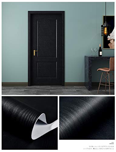 Black Wallpaper - Wood Peel And Stick Wallpaper – Black Wood Self-Adhesive & Removable Wallpaper For Countertop Furniture Kitchen Wall, Realistic Wood Sensation, Easy To Clean, 17.7” × 118” Vinyl #TOP6