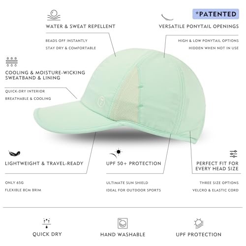Image of TOP-EX ChicPony UPF 50+ Cooling High Ponytail Baseball Cap for Women | Cool-touch wicking band, hidden 4 in slot fits high /low ponytails; 2.3 oz, packable, airy, quick-dry, adjustable for sports