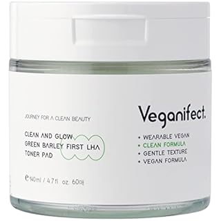 Veganifect Clean and Glow Toner Pad with LHA, Daily Exfoliating, Refining pores & Hydrating for Dry, Sensitive, Acne-Prone Skin and Detoxify, Vegan Certified, 60 Count (B09RQGZXZ6)